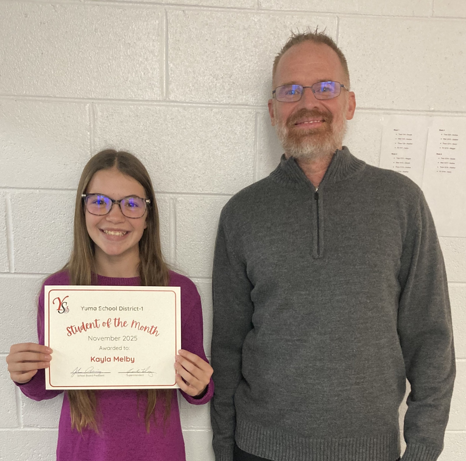 YMS student of the month