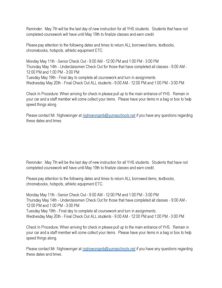 YHS Student Check Out
