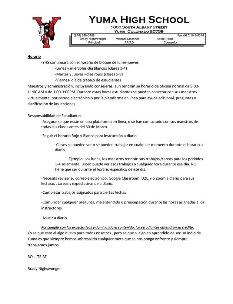 YHS Update Page 2 Spanish